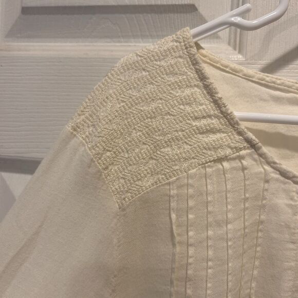 Ruff Hewn Women's Ivory White Cream Embroidered Top Large Cottagecore - Picture 3 of 9